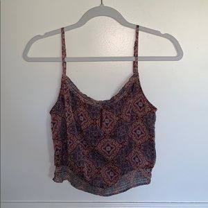 Red, white, and blue patterned crop top